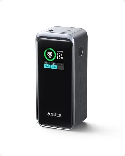 Produktbild: Anker Prime Powerbank, 20.000mAh externer Akku mit 200W Leistung, Digitales Display, 2X USB-C und 1x USB-A Port, Kompatibel mit iPhone 14/13 Serie, Samsung, MacBook, Dell, und mehr