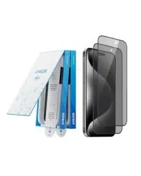 Produktbild: Anker Privacy Displayschutzfolie für iPhone 15 Pro (2er-Pack), 15,5cm gehärtete Glasfolie mit einfacher Installation, 8K Ultra HD, 9H Härte, kratz- und stoßfest, 12 Monate Garantie