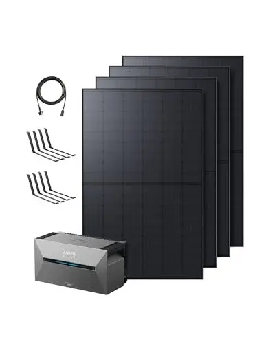 Produktbild: Anker SOLIX Balkonkraftwerk mit Speicher (1740W | 1600Wh), Solarbank 2 E1600 Pro (1600Wh), 4× RS40T Bifaziales Solarpanel (435W), Typ-N Bifaziales Solarpanel, Halterung, 4 MPPT, 1000W AC, Plug&Play