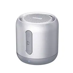 Produktbild: Anker Soundcore mini Bluetooth Lautsprecher, Kompakter Lautsprecher mit 15 Stunden Spielzeit, Fantastischer Sound, 20 Meter Bluetooth Reichweite, FM Radio und intensiver Bass (Silber)