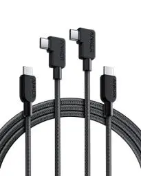 Produktbild: Anker USB C Kabel mit Winkelstecker, 180cm*2, USB C auf 90 Grad USB C robustes geflochtenes Kabel, Rechter Winkel, Kompatibel mit iPhone 16/15 Serie, MacBook Pro/Air, iPad Pro/Air und mehr (USB 2.0)