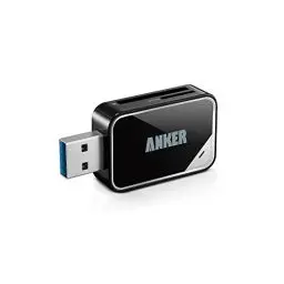 Produktbild: Anker USB 3.0 SD/TF Speicherkartenleser, 2 Steckplätze, Kartenlesegerät für SDXC, SDHC, SD, MMC, RS-MMC, Micro SDXC, Mikro-SD, Micro SDHC Karte, unterstützt UHS-I Karten
