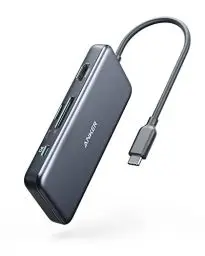 Produktbild: Anker USB C Hub, 341 Adapter (7-in-1), 4K HDMI, 100W Power Delivery, USB C und 2 USB A 5Gbps Datenports, microSD & SD Speicherkartensteckplatz, Geeignet für MacBook Air, MacBook Pro, XPS, usw.