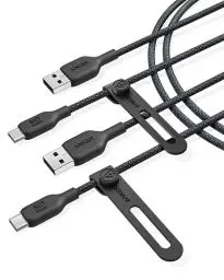 Produktbild: Anker USB C Kabel Bio geflochten (2er-Pack, 180cm), Haltbare strapazierfähig USB A auf USB C Ladekabel, Mit Ladeschutz, Kompatibel mit iPhone 16/15, Galaxy, Huawei, Smartphone (USB 2.0, Schwarz)