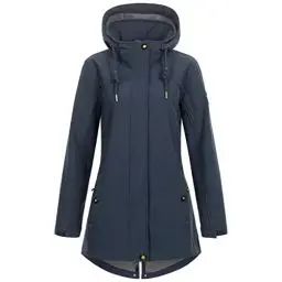 Produktbild: Ankerglut Damen Softshellmantel Kurzmantel mit Kapuze Gefüttert Übergangsjacke #ankerglutbrise Softshelljacke, Navy, 44