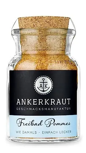 Produktbild: Ankerkraut Freibad Pommes, Gewürzmischung für knusprige Pommes Frites wie vom Freibad-Kiosk, Gewürzsalz, Perfekt für den Pommesgenuss zu Hause, 150 g im Korkenglas