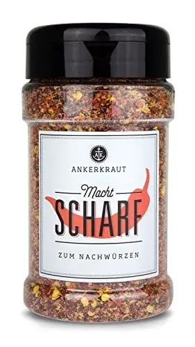 Produktbild: Ankerkraut Macht scharf mit Chilischrot, 165g im Streuer, einfach würzen, Gewürz-Mischung, ohne Geschmacksverstärker, Chili-Klassiker mit Cayenne-Pfeffer