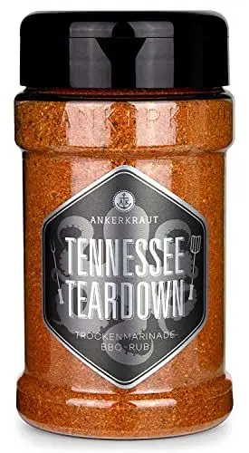 Produktbild: Ankerkraut Tennessee Teardown, BBQ Rub Gewürzmischung zum Grillen, Memphis Style, 200g im Streuer