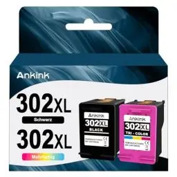 Produktbild: ANKINK Wiederaufbereitet Tintenpatrone Druckerpatronen als Ersatz für HP 302XL für Patrone 302 XL für 1110 2130 3630 3632 3634 3636 3639 4520 4524 4525 4526 4528 3830 3831 3833 Schwarz Farbe 2er-Pack