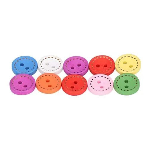 Produktbild: ANKROYU 100 Stück Nähknöpfe, runde Bastelknöpfe, bunte Retro-Holzknöpfe, handgefertigte Strickknöpfe, Bastelknöpfe zum Basteln, Nähen