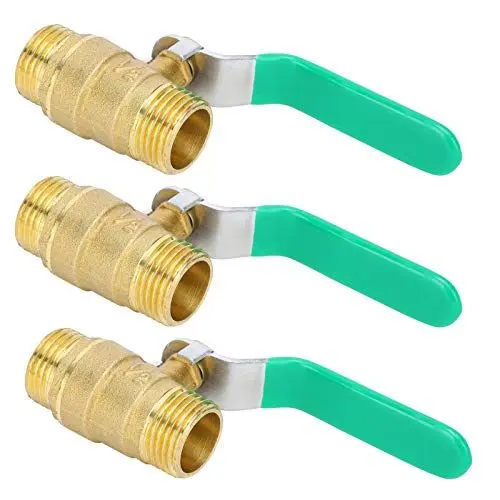 Produktbild: ANKROYU 3-teiliges Kugelventil, verdicktes Messing-Absperrventil, 1/2 Zoll Doppel-Außengewinde-Wasserventilschalter, robuster mechanischer Wasserrohr-Kugelhahn