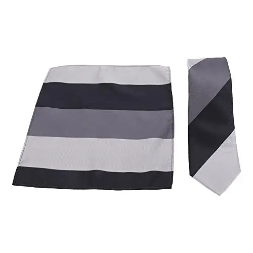 Produktbild: ANKROYU Herren-Krawatten-Set, klassische Herren-Krawatte, schmale Krawatte aus Polyester-Seide, klassische formelle Krawatte, Hochzeits-Party-Arbeitskrawatte, Einstecktuch zum
