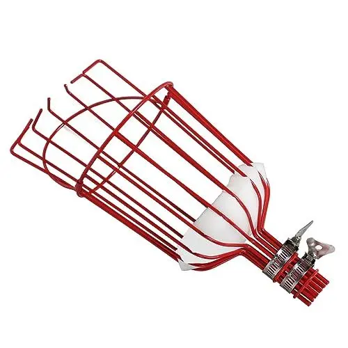 Produktbild: ANKROYU Obstpflückerkorb, Obstpflücker-Erntekorbkopf aus Eisen, Obstsammelkorb, rostfreies Obsterntekorbwerkzeug für Rohre mit 3 cm Durchmesser (Rot)