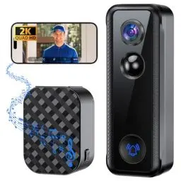 Produktbild: Ankway 2K Video Türklingel mit Kamera wlan, 145° Weitwinkel, PIR-Sensor, 2-Wege-Videoanruf, Live-Ansicht verfügbar, Alarme, wasserdicht, 2 Speicherwege, Unterstützung mit Alexa, Smarte Doorbell Camera