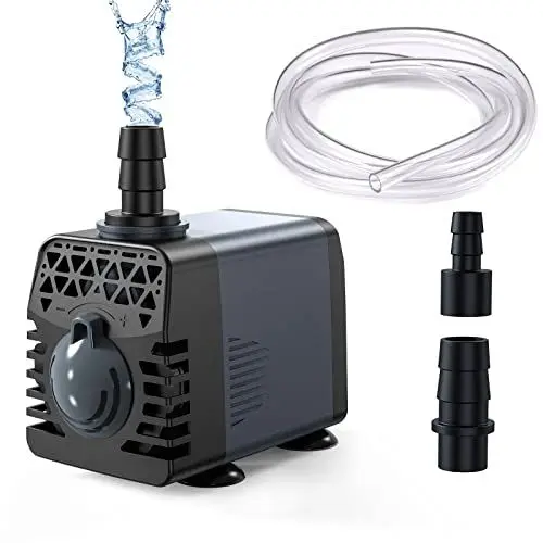 Produktbild: Ankway Teichpumpe, Aquarium Pumpe Wasserpumpe mit Vinyl schläuchen(1M/39inch), Tauchpumpe mit 2 Düsen, 160GPH 600L / H 10W Springbrunnenpumpe für Teiche, Garten, Aquarium 1.8M Netzkabel