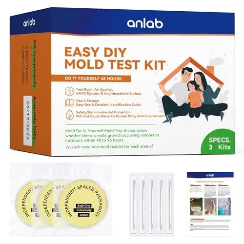 Produktbild: anlab™ Schimmel-Test-Set für zu Hause – Schimmeldetektor zum Selbermachen | Testen Sie HLK-Systeme | Oberflächen zu Hause | Luftqualitätsprüfset für den Innenbereich – Identifikationsanleitung