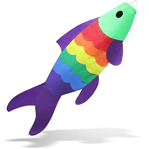 Produktbild: Anley 40-Zoll-Karpfen Windsack - Regenbogen Koi Gold Fisch Wind Streamer - Japanische Cartoon Flagge für Garten, Hinterhof Dekor