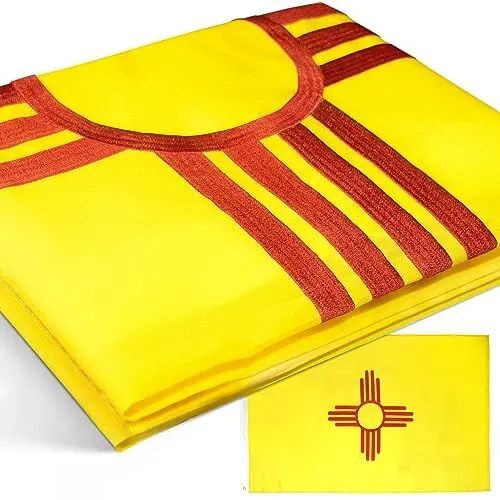Produktbild: Anley EverStrong Series Gestickte New Mexico State Flag 3 x 5 Fuß – Stickerei und strapazierfähiger Canvas-Kopf – 4 Reihen Steppnaht – New Mexico NM-Flaggen aus Nylon mit Messingösen 3 x 5 Fuß