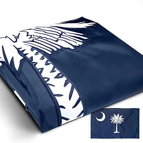 Produktbild: Anley EverStrong Series Gestickte South Carolina State Flag 3 x 5 Fuß – Stickerei und strapazierfähiger Canvas-Kopf – 4 Reihen Steppnaht – South Carolina SC-Flagge aus Nylon mit Messingösen 3 x 5 Fuß