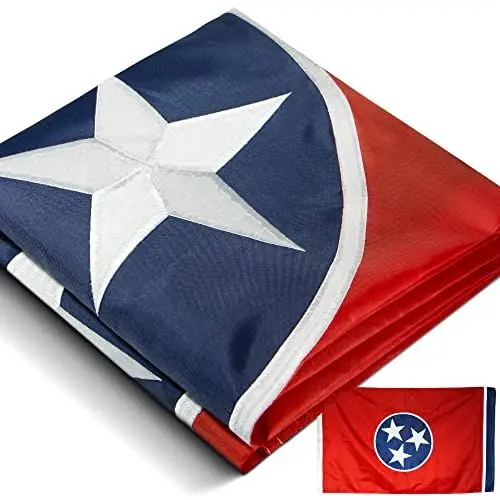 Produktbild: Anley EverStrong Series, bestickte Tennessee-Staatsflagge, 90 x 150 cm, Stickerei und robustes Canvas-Header, 4 Reihen Steppnähte, Nylon-Tennessee-TN-Flaggen mit Messingösen, 90 x 150 cm