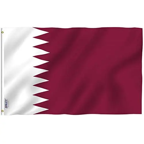 Produktbild: Anley Fly Breeze 3x5 Fuß Katar-Flagge - Lebendige Farbe und UV-Lichtbeständigkeit - Leinwandkopf und doppelt genäht - Zustand von Katar-Flaggen Polyester mit Messingösen 3 x 5 ft