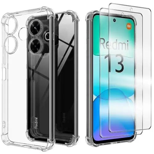 Produktbild: für Xiaomi Redmi 14/Xiaomi Poco M5 5G Hülle ,mit 2Stück Displayschutz Schutzfolie,Handyhülle Transparente Soft Silikon TPU Schutzhülle Bumper Case für Xiaomi Redmi 14/Xiaomi Poco M5 5G, Durchsichtig