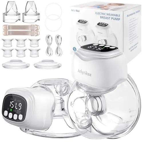 Produktbild: Anlyvikee 2 Stück Milchpumpe Elektrische Tragbar mit 3 Modi 9 Stufen, Freihändige Milchpump mit LED-Anzeige,Speicherfunktion Elektrische Milchpumpe,Hände Frei Milchpump 4 Plugins:17mm,19mm,21mm,24mm