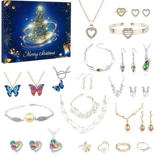 Produktbild: Anlyvikee Schmuck Adventskalender 2024 Weihnachten Adventskalender Mädchen Frauen, Überraschung Geschenk für Weihnachten