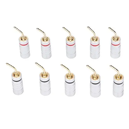 Produktbild: Annadue 10pcs Bananenstecker Lautsprecherkabelverbinder für Lautsprecherkabel, 2mm 24 Karat Vergoldete Steckverbinder, Stiftstecker Kabelverbinderadapter für Lautsprecherkabel Heimkino.