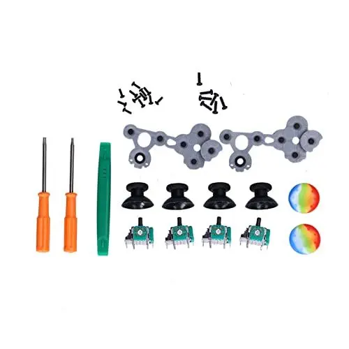 Produktbild: Annadue 4pcs Ersatz 3D Analog Joystick Kit,Wireless Thumb Sticks Sensor Ersatzteile für One Controller,mit D-Pads Gummileitfähige R L Taste Reparatursätze und Schraubendreher