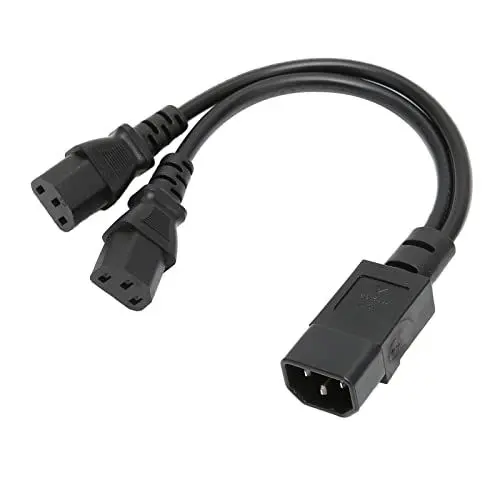 Produktbild: Annadue C14 auf C13 Y Splitter Netzsteckerkabel, Einzelnes IEC320 C14 auf Dual C13 Splitter Adapterkabelkabel, 32 cm 1 in 2 Out 2500 W 10 A 250 V Verlängerungskabel