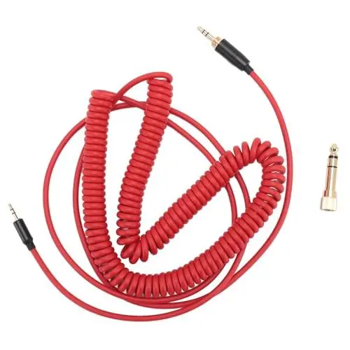 Produktbild: Annadue Ersatz Audiokabel für NC700 QC45 QC35 QC25 OE2 OE2i Soundlink SoundTrue Kopfhörer, Gewickeltes Kopfhörerkabel mit Vergoldetem Stecker (Rot)