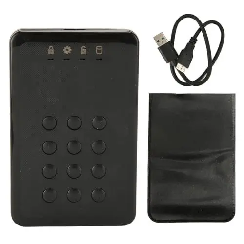 Produktbild: Annadue Hardwareverschlüsseltes Tragbares Externes Festplattengehäuse, PIN Authentifizierung, Echtzeitverschlüsselung, Hochgeschwindigkeitsübertragung, USB 3.0, Robust und wasserdicht.