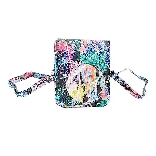 Produktbild: Annadue Instant 12 Kamera Schutzhülle, Farbdruck PU Leder Schutzhülle mit Verstellbarem Schultergurt für Fujifilm 12 Kamera (Bunte Graffiti)