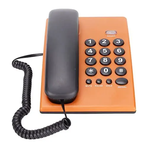 Produktbild: Annadue KX-T504 Schnurgebundenes Telefon für Home Office, Fashion Desktop Festnetz-Multifunktionstelefon mit Dualem Magnethörer, Einstellbarer Klingelton(Orange)