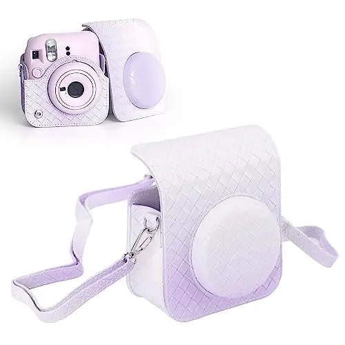 Produktbild: Annadue Kameratasche für Fujifilm 12 Kameras, Schutzhülle aus PU Leder mit Verstellbarem Schultergurt, Instant 12 Hülle (Rosa)