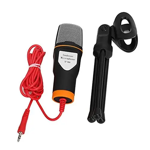 Produktbild: Annadue Kondensator-Computermikrofon, Tragbares Kabelgebundenes Aufnahmemikrofon Professional Studio-Sprachmikrofon 3,5-mm-Stecker-Aufnahmemikrofon mit Halter und Clip für SKYPE/QQ/MSN/Karaoke