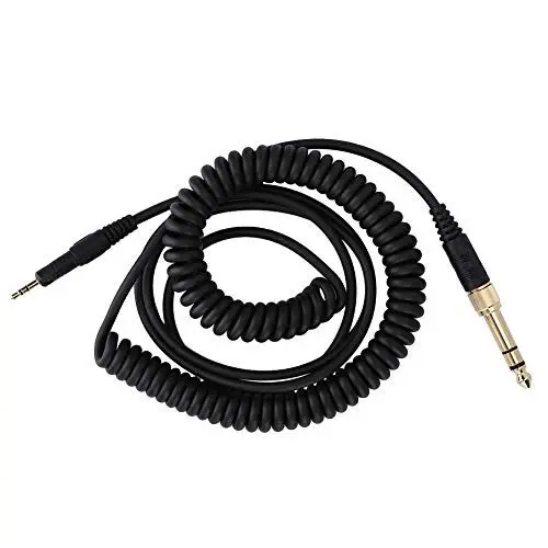 Produktbild: 160-cm-Kabel, Gewickeltes Aux-Kabel, Kabelgebundener Ersatz-Kopfhörer, 6,5 Mm auf 3,5 Mm Vergoldeter Stecker für Audio Technica M40x M50x M70x