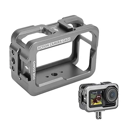 Produktbild: Annadue Schutzhülle für Osmo Action Kamera, Gehäuse Shell Case Protective Cage mit 2 Cold Shoe Mount, Silber-Weiß.