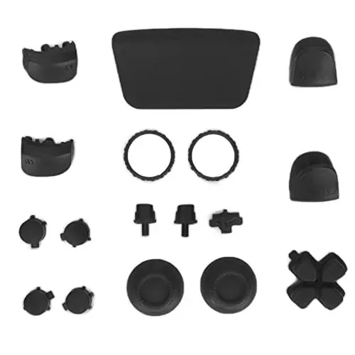Produktbild: Annadue Tasten Komplettset für Controller,Joysticks Dpad R1 L1 R2 L2 Richtungstasten ABXY Tasten,Ersatztasten Reparaturset für Spielkonsole(Schwarz)