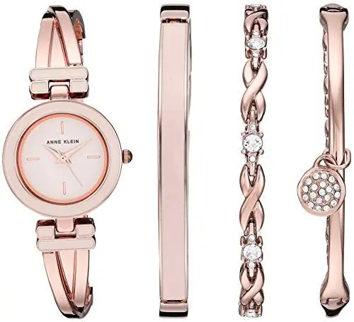 Produktbild: Anne Klein Women's Bangle Watch and Premium Crystal Accented Bracelet Set Pink