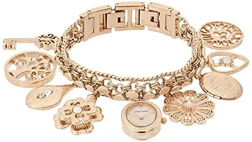 Produktbild: Anne Klein Women's Premium Crystal Accented Charm Bracelet Watch, 10/8096 Pink