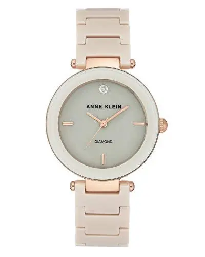 Produktbild: Anne Klein Women's Genuine Diamond Dial Ceramic Bracelet Watch Tan/Rose Gold