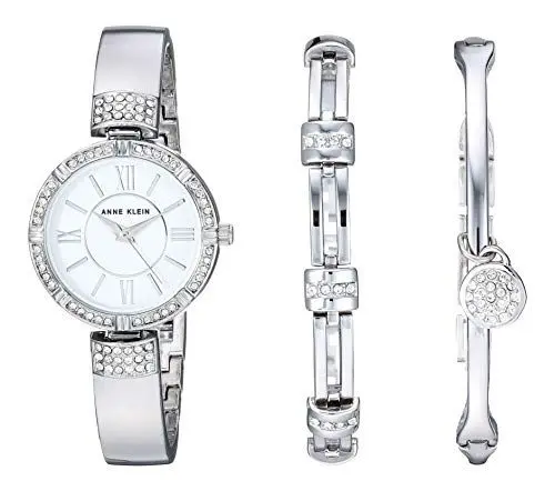 Produktbild: Anne Klein Women's Premium Crystal Accented Watch and Bracelet Set Silver