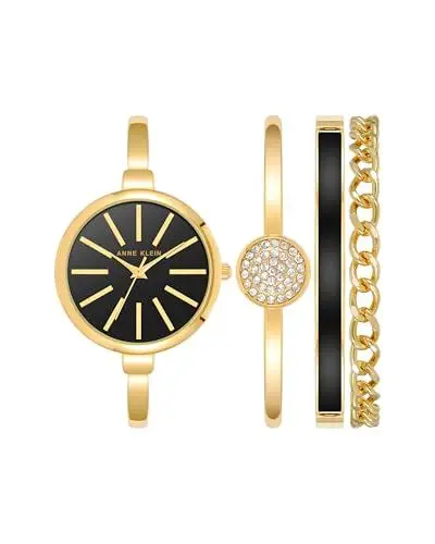 Produktbild: Anne Klein Women's Bangle Watch and Bracelet Set Gold/Black