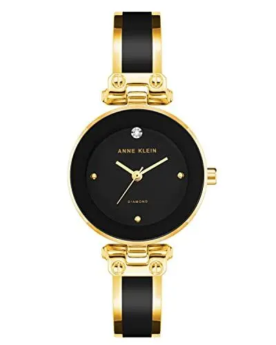 Produktbild: Anne Klein Women's Genuine Diamond Dial Bangle Watch Black/Gold