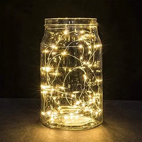 Produktbild: Annefly 2PACK 2m Lichterkette mit Timer 20 LEDs kleine Batterie wasserdicht batteriebetrieben Innen für Party, Weihnachten, Halloween, Hochzeit, tolle Schlafzimmer Deko (Warmweiß) (2m 2p)