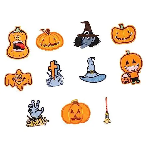 Produktbild: Anneome Vielseitig Verwendbare Dekorative Halloween-kürbis-patches 11 Bestickte Patches Für Kleidungszubehör