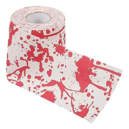 Produktbild: Anneome 1rolle Halloween Toilettenpapierrolle Mit Blutstain-muster Gruselige Badezimmer-dekoration Für Halloween-partys Sanfte Textur Hautfreundlich Nicht Verblassend Für Schaurige