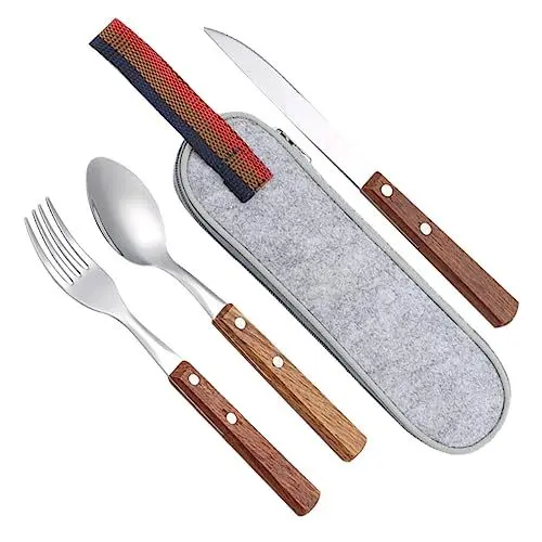 Produktbild: Anneome Reisebesteck-Set Mittagessen-Utensilien für die Arbeit Edelstahl Messer Löffel Tragetasche